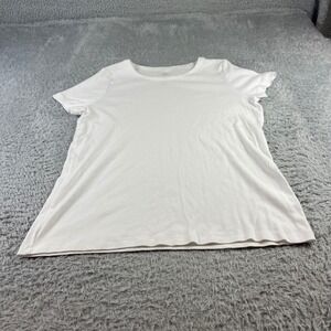 St Johns Bay Essential Tee White Crew Neck Short Sleeve Shirt Womens Size M